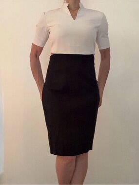 Beautiful Black & White Cutout Work dress size Med